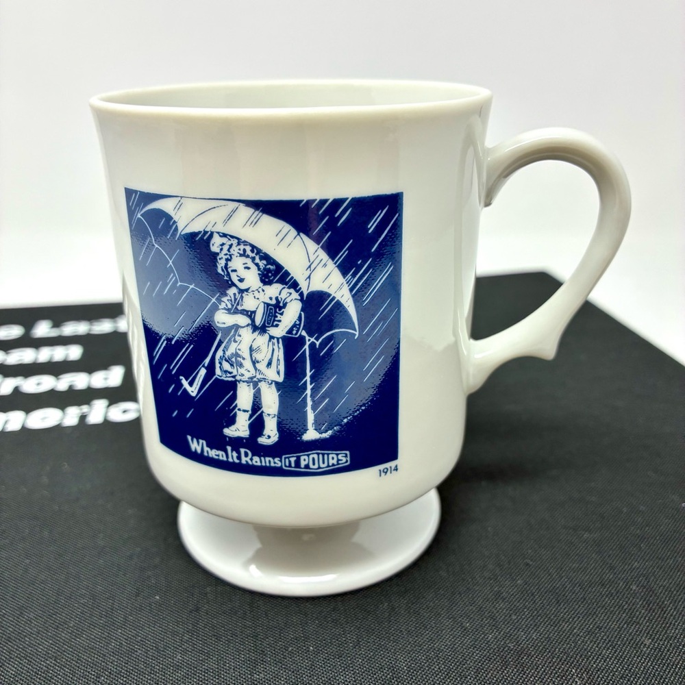 Morton Salt “When It Rains It Pours” Pedestal Coffee Mug 1914 Collectible Mug
